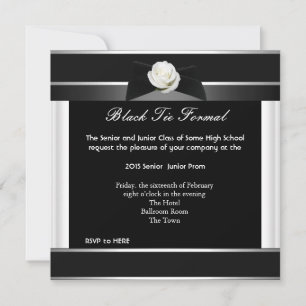 Invitation Prom High School Dance Formel Blanc Noir Cravate