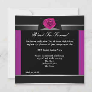Invitation Prom High School Dance Formelle rose Cravate noire