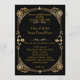 Invitation Prom invitant n'importe qui, style Gatsby, or part