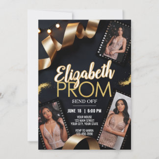 Invitation Prom Photo Personnalisé Envoi De Ruban D'Or Roulea