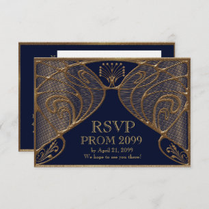 Invitation PROM RSVP, Great Gatsby, or sur marine