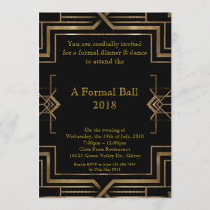Invitation Prom senior formel, grand style Gatsby
