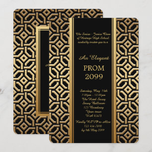 Invitation Prom Senior Junior, Black Gold Geometry Emperor