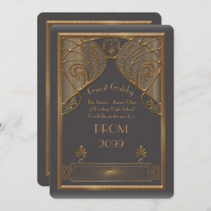 Invitation Prom Senior Junior, Great Gatsby, or, gris B