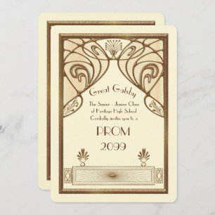 Invitation Prom Senior Junior, Great Gatsby, or, ivoire