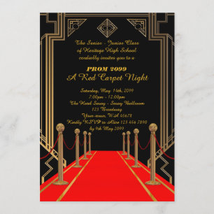 Invitation Prom Senior Junior, style Gatsby, nuit sur tapis r