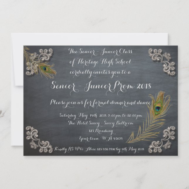 Invitation Prom Senior Junior, tableau de bord, écriture manu (Devant)