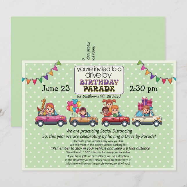 Invitation Promenade d'anniversaire pour enfants (Devant / Derrière)