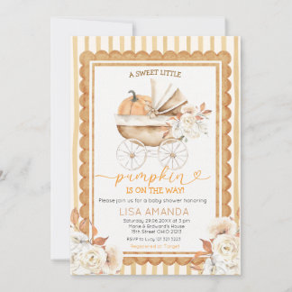 Invitation Promenade de citrouille d'automne Fleur orange Bab