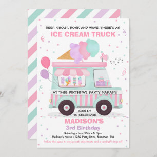 Invitation Promenade De Fête D'Anniversaire De Crème De Glace