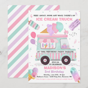 Invitation Promenade De Fête D'Anniversaire De Crème De Glace