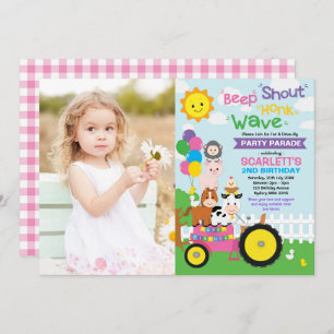 Invitation Promenade De Girl Barnyard Farm Par Parade De Fête