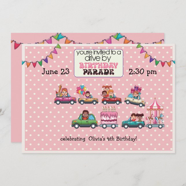 Invitation Promenade de la fille par Anniversaire Parade Invi (Devant / Derrière)