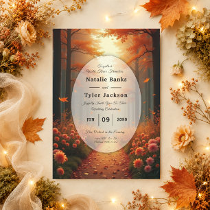 Invitation Promenade de mariage en automne dans les bois de l
