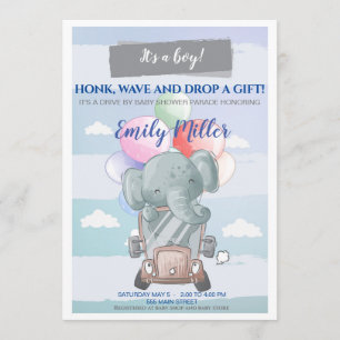 Invitation Promenade d'éléphant par garçon invité baby shower