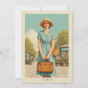Invitation Promenade d'été vintage à Paris