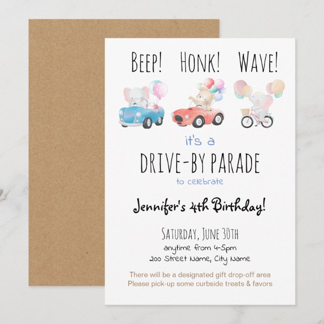 Invitation Promenade par Anniversaire (Devant / Derrière)