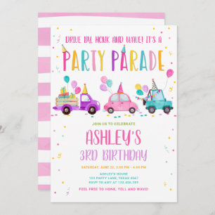 Invitation Promenade Par Anniversaire Parade Rose Drive Par