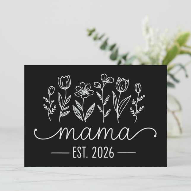 Invitation Promoted To Mama 2026 Pregnancy Floral New Mom  (Debout devant)