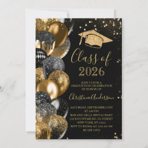 Invitation Promotion 2026 Élégant paillettes dorées remise de