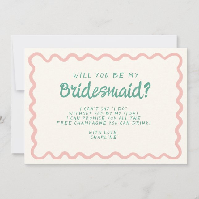 Invitation Proposition d'aide d'État rétro rose et verte (Devant)