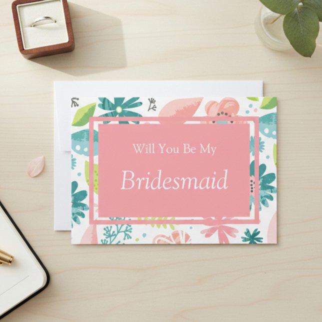 Invitation Proposition de Demoiselle d'Honneur Fleurs Roses (Créateur téléchargé)