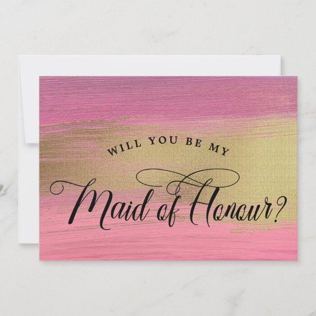 Invitation Proposition de femme d'honneur Abstraite rose et o (Devant)
