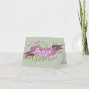 Invitation Proposition de fille à l'aquarelle violet et verte