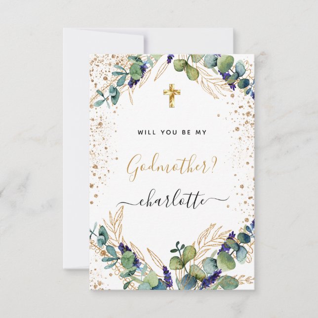 Invitation Proposition de la marraine d'or Eucalyptus vert (Devant)