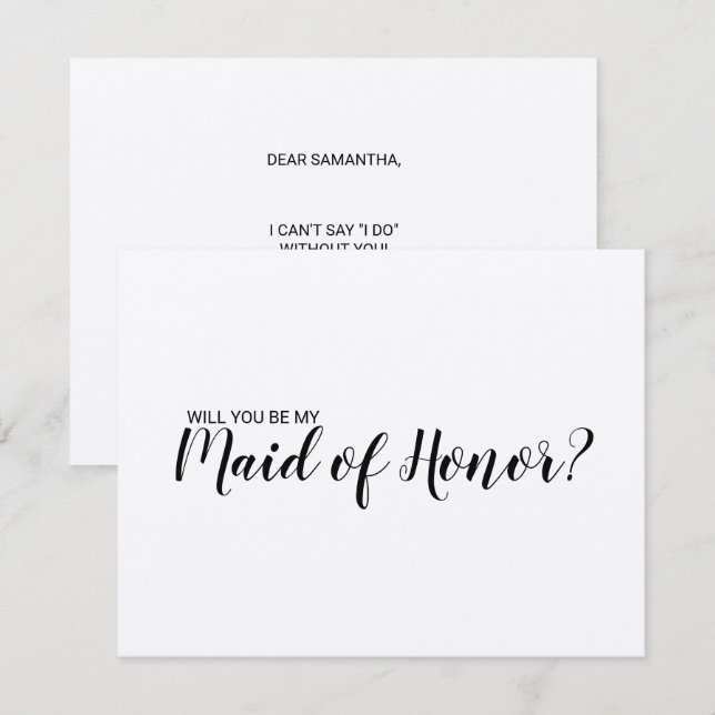 Invitation Proposition de la servante d'honneur Papier rustiq (Devant / Derrière)