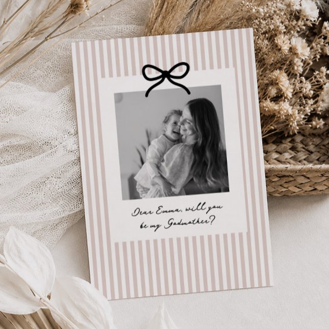 Invitation Proposition de Marraine aux Rayures Roses (Zazzle Pink Stripes Godmother Proposal Invitation)