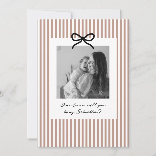 Invitation Proposition de Marraine aux Rayures Terracotta (Devant)