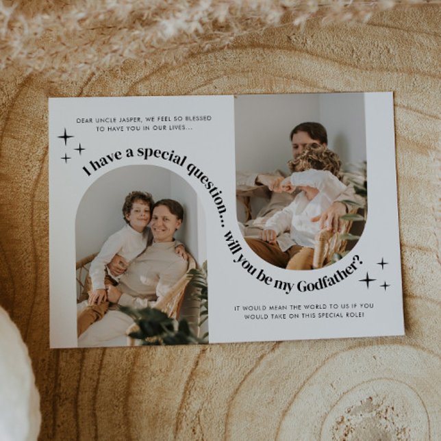 Invitation Proposition de Parrain Photo Double Arche (Zazzle Double Arch Photo Godfather Proposal Invitation)