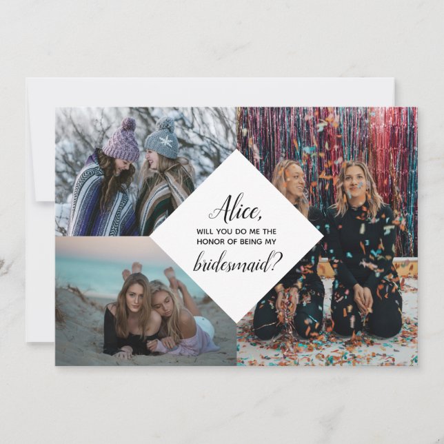 Invitation Proposition de photo de Bridesmaid Collage de diam (Devant)