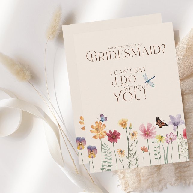 Invitation Proposition du Fleur sauvage coloré Bridesmaid (Simple Colorful Wildflower Floral Wedding Be My Bridesmaid Card)