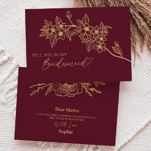 Invitation Proposition du Mariage Bridesmaid de Bourgogne Gol