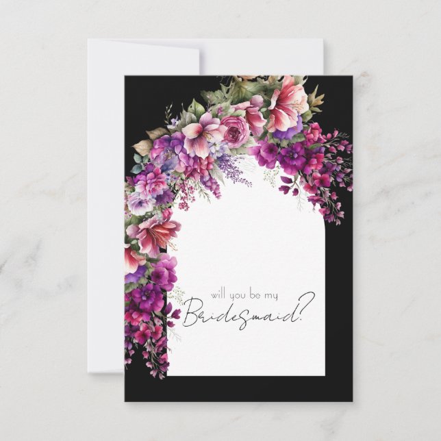 Invitation Proposition d'une servante Fuchsia Lavender Floral (Devant)