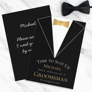 Invitation Proposition Groomsman Black Time pour convenir à F
