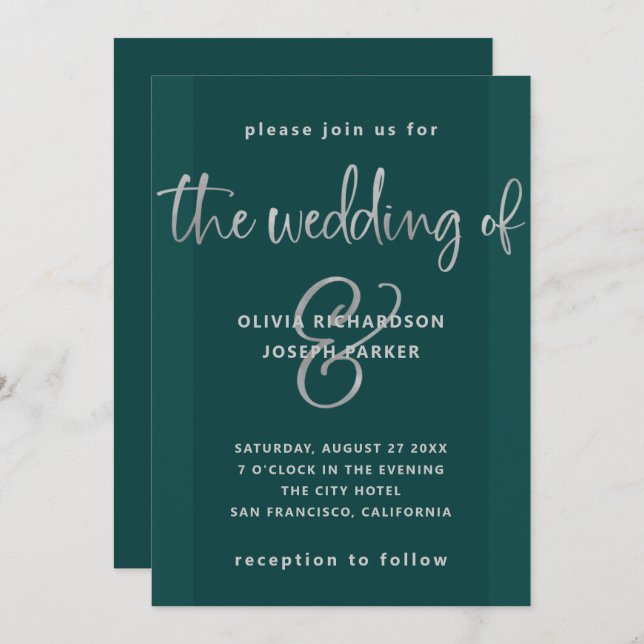 Invitation Proposition moderne | Emerald Green et Mariage d'a (Devant / Derrière)