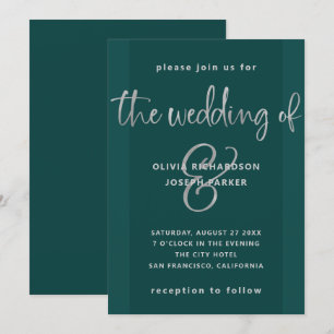 Invitation Proposition moderne   Emerald Green et Mariage d'a