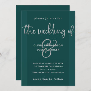 Invitation Proposition moderne Mariage Emerald Green et Silv