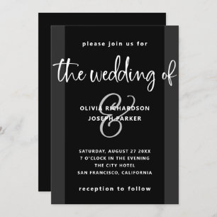 Invitation Proposition moderne Mariage noir et blanc