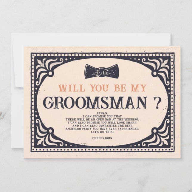 Invitation Proposition Retro Vintage Best Man (Devant)
