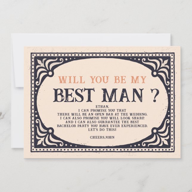 Invitation Proposition Retro Vintage Best Man (Devant)