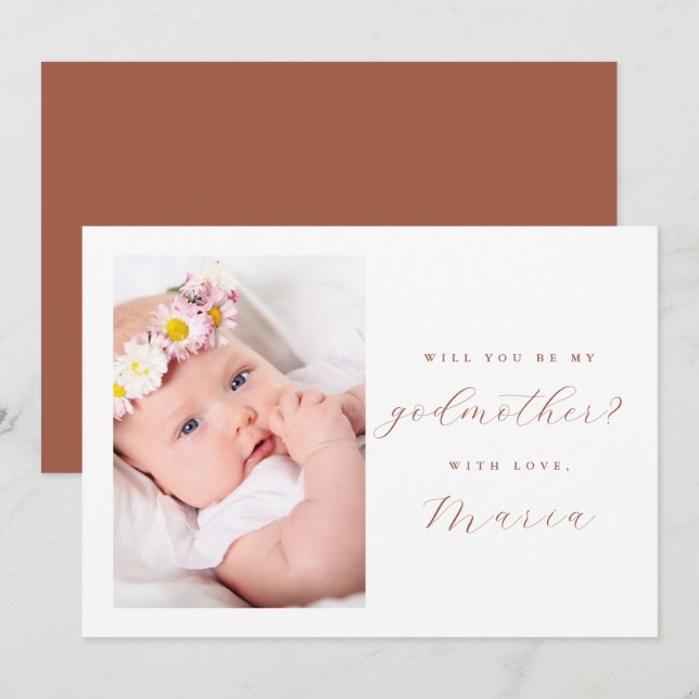 Invitation Proposition simple pour marraine en écriture Terra (Devant / Derrière)