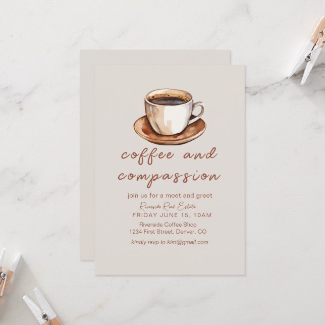 Invitation Propre | café & compassion  (Devant/Arrière en situation)