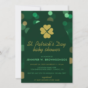 Invitation Propre Vert Simple Bokeh Saint-Patrick