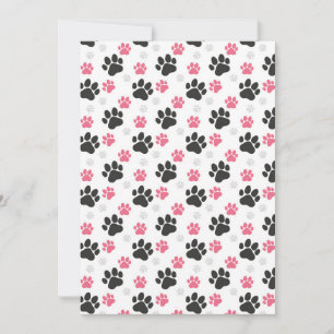 Invitation Propriétaire de chien Empreinte de patte rose noir