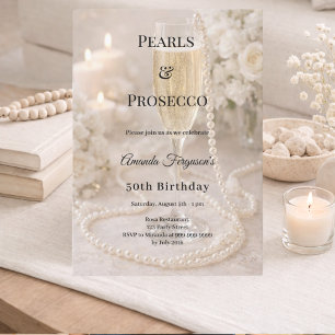 Invitation Prosecco de perles Champagne luxueux élégant anniv