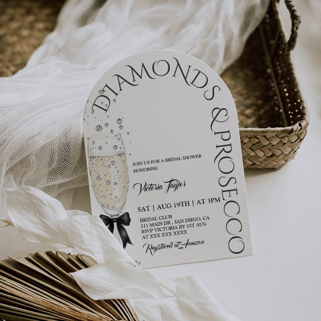 Invitation Prosecco Élégant Nœud Mariage (Créateur téléchargé)